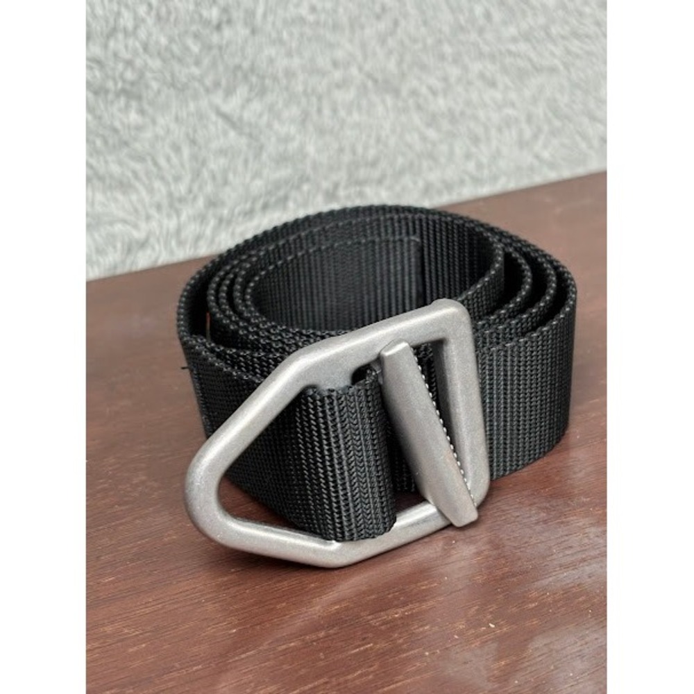 Cabelas Mens Black Nylon Web Belt Bison Metal Buckle Tactical Outdoor 48 Inch
